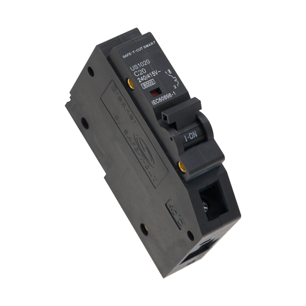 เซอร์กิตเบรกเกอร์ 20 แอมป์ 1 โพล 6KA เซฟ-ที-คัท สมาร์ท รุ่น US สีดำ